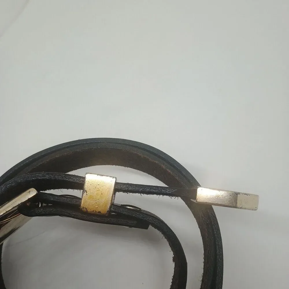Vintage Leather Western Belt Silver Tone Brown Size 37-42 Southwestern